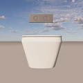 White Wall Hung Toilet With Silver Control Panel On Light Gray Wall 3d model