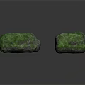 Two Green Natural Rough Stone Specimens With Textured Surface And Irregular Shape