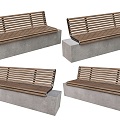 Modern Outdoor Landscape Seats Outdoor Landscape Bench Solid Wood Bench Seats Park Solid Wood Seats Wood Concrete Bench 3d model