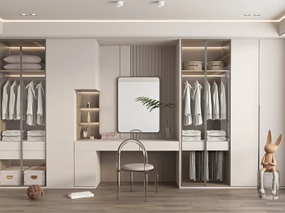 modern wardrobe cream wardrobe 3d model