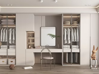 modern wardrobe cream wardrobe 3d model