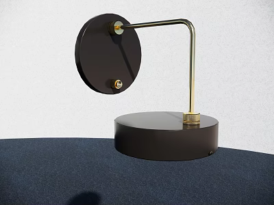 Modern Black And Gold Wall Lamp With Round Base And Metal Arm Design 3d model