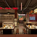 Chinese Style Spicy Hot Pot Restaurant With Fresh Broth Dining Tables And Lanterns