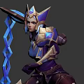 Fantasy Character Riding Armored Creature With Chain Weapon And Glowing Blue Accents