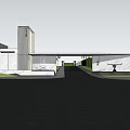 Modern Entrance Gate For Contemporary Building With Landscaped Garden And Geometric Design