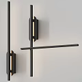 Modern Black Metal Wall Lamp with Sleek Linear Design for Home Interior 3d model