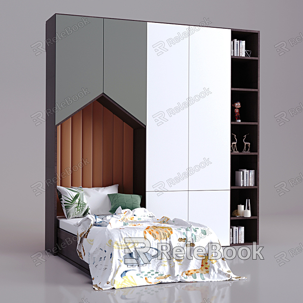 Modern Children's Bed Children's Bed Wardrobe Combination model