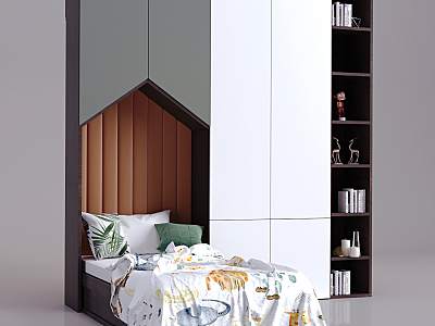 Modern Children's Bed Children's Bed Wardrobe Combination model