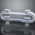 Cartoon Themed 3D Model Featuring White Symmetrical Circular Structure And Reflective Base