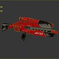 Red Futuristic Sci-Fi Weapon JM3 Featuring Metallic Finish And Streamlined Design 3d model