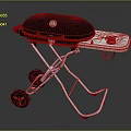 Portable Outdoor Grill With Black Lid White Control Panel And Wheeled Metal Stand