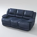 Dark Blue Leather Multi Seat Sofa With Modern Comfortable Seating Design 3d model