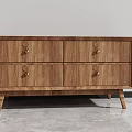 Modern Wood Grain TV Stand With Four Drawers Gold Handles And Slim Legs