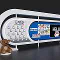 Modern Exhibition Island Featuring Screen Display Cartoon Character Product Display And Teddy Bear