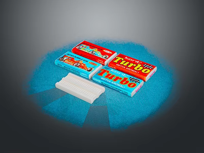 Turbo Erasers With Colorful Packaging Red Blue Boxes And White Body 3d model