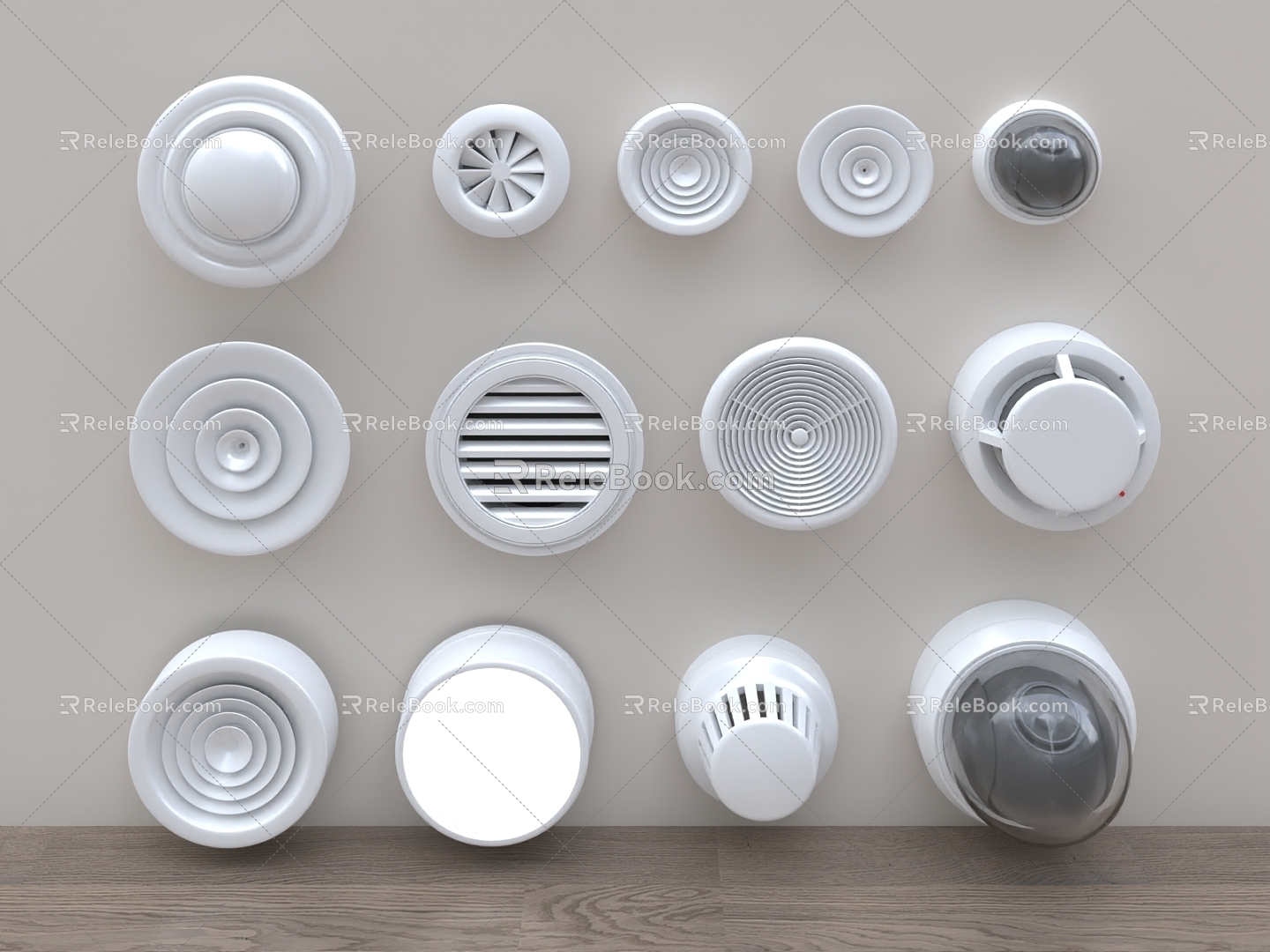 Camera monitoring air outlet, new air outlet, fire alarm, smoke alarm, fire sprinkler 3d model