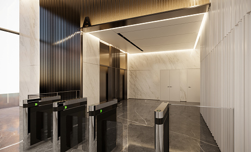 modern elevator hall 3d model