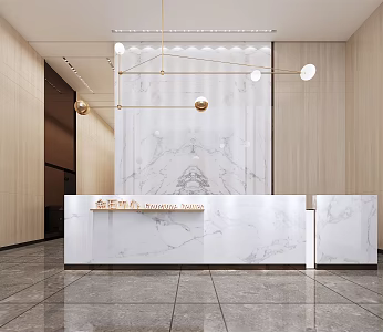 Modern Front Desk Office Lobby Front Desk Chandelier 3d model