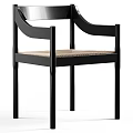 Stylish Single Chair with Black Frame Armrests and Light Fabric Seat