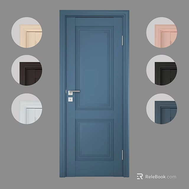 Blue Panel Interior Door With Various Color Options And Modern Design 3d model