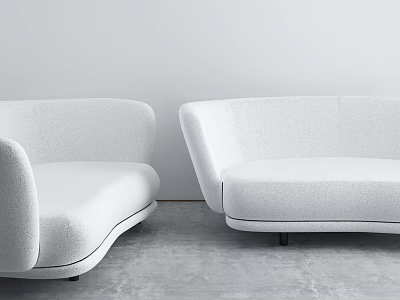 Modern White Single Sofa With Curved Design Fabric Upholstery In Light Room 3d model