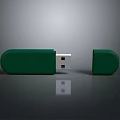 Green USB Flash Drive with Detachable Cap Portable Computer Accessory 3d model