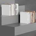 White And Brown Books Magazines Neatly Arranged On Gray Stepped Shelves