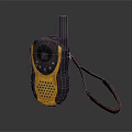 Portable Purple And Yellow Walkie Talkie With Brown Lanyard Design