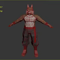 Anthropomorphic Fox Character With Animal Head Human Body White Tank Top Red Accented Gray Pants