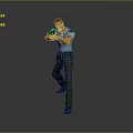 Male Character In Green Uniform Aiming With Gun In Shooting Stance