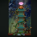Traditional Multi tiered Pagoda Architecture With Green Roofs Lotus Ornament And Surrounding Plants
