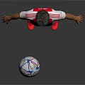 Young Soccer Player in Red and White Jersey Full Body Pose with Colorful Soccer Ball