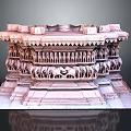 Ancient Multi Tiered Stone Carved Pedestal With Intricate Elephant And Human Sculptures