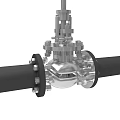 Industrial Pipeline Valve With Red Wheel Handle Black Pipe Transparent Section Flange Ends