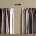 Pollform Modern Velvet Curtains in Grey and White Double Panel Design 3d model