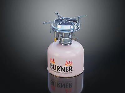 Portable Single Burner Gas Stove Kitchen Appliance BURNER Pink Cylinder Design 3d model