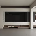Modern TV Wall Design With Built in TV and Open Storage Shelves