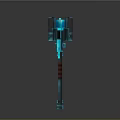 Minecraft 3D Model Blue Glowing Axe With Detailed Design And Effects