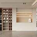 Modern Sideboard With Open Shelves Dishes Bottles LED Lighting And Decorative Items