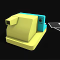 Compact Yellow And Blue Instant Digital Polaroid Camera With Displayed 3d model