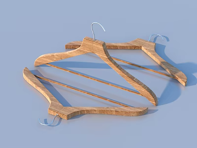 Durable Natural Wooden Clothes Hangers For Closet Organization And Garment Storage 3d model