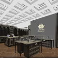 Luxury Jewelry Store Interior Design with Glass Display Cases Chandelier Lighting and Exquisite Jewelry Pieces
