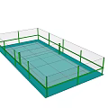 Outdoor Sports Fitness Court With Green Fence And Blue Training Surface