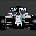 Williams Martini Formula 1 Car Streamlined Body White Blue Red Stripes Large Tires Rear Wing