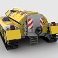 Building Block Yellow Tank Model With Tracks Black Cannon And Spiked Front