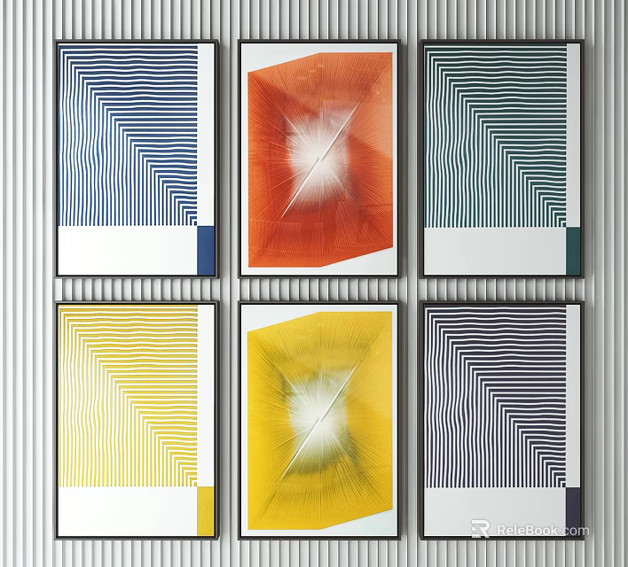 Colorful Abstract Art Prints With Geometric Patterns For Modern Wall Decor 3d model