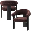Modern Upholstered Accent Chair With Curved Armrest And Black Wooden Legs
