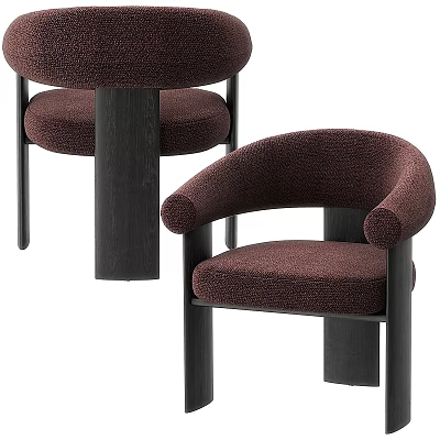 Modern Upholstered Accent Chair With Curved Armrest And Black Wooden Legs 3d model