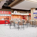 Shopping Mall Food Court With Multiple Restaurants Dining Tables Chairs And Snack Carts