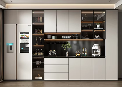 Home wine cabinet SU model 3d model